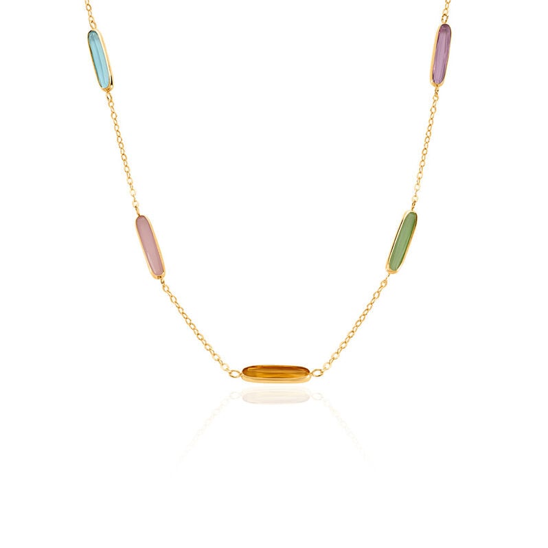 CAROLY Damen Collier Gold 375 (9 Karat) Aventurin Gr&uuml;n 0,35 ct - Halsketten Damen | OROVIVO