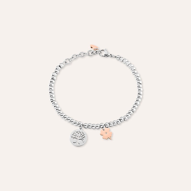 Bracciale Sunrise Acciaio Bicolore Bianco / Rosa Cristallo - Spannringe Damen | OROVIVO