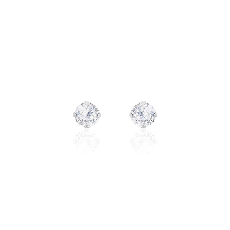 EDDIE KRAPPE Damen Ohrstecker Weißgold 375 (9 Karat) Zirkonia Weiß B 4 mm - Ohrstecker Damen | OROVIVO