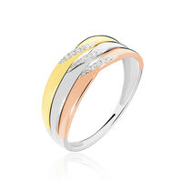 Damen Ring Gold Tricolor Gold/Roségold/Schwarz 375 Diamant 0,04ct Nesibe 