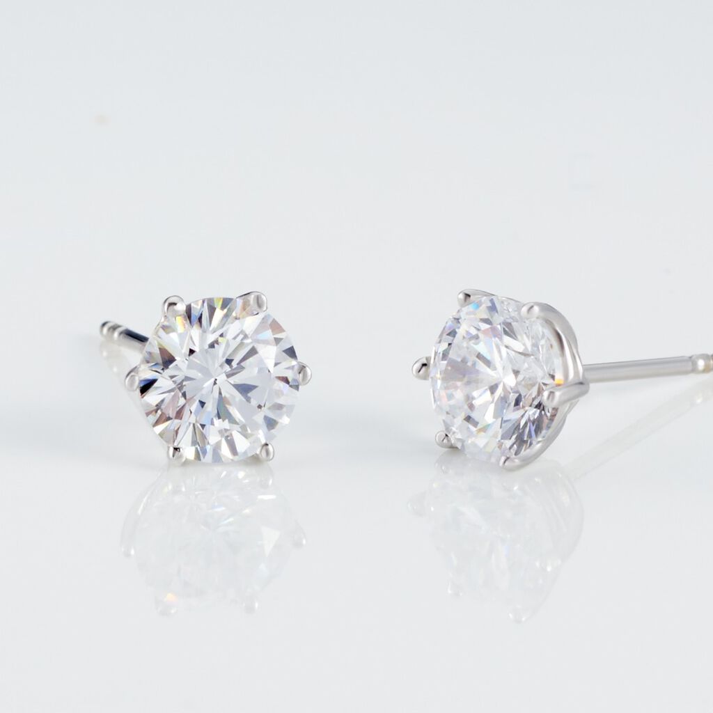 KRAPPE 6 Damen Ohrstecker Wei&szlig;gold 375 (9 Karat) Zirkonia Wei&szlig; 2,95 ct