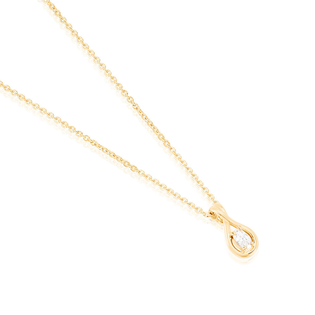 REMI Damen Collier Vergoldet Zirkonia Weiß Tropfen, Collier mit Stein