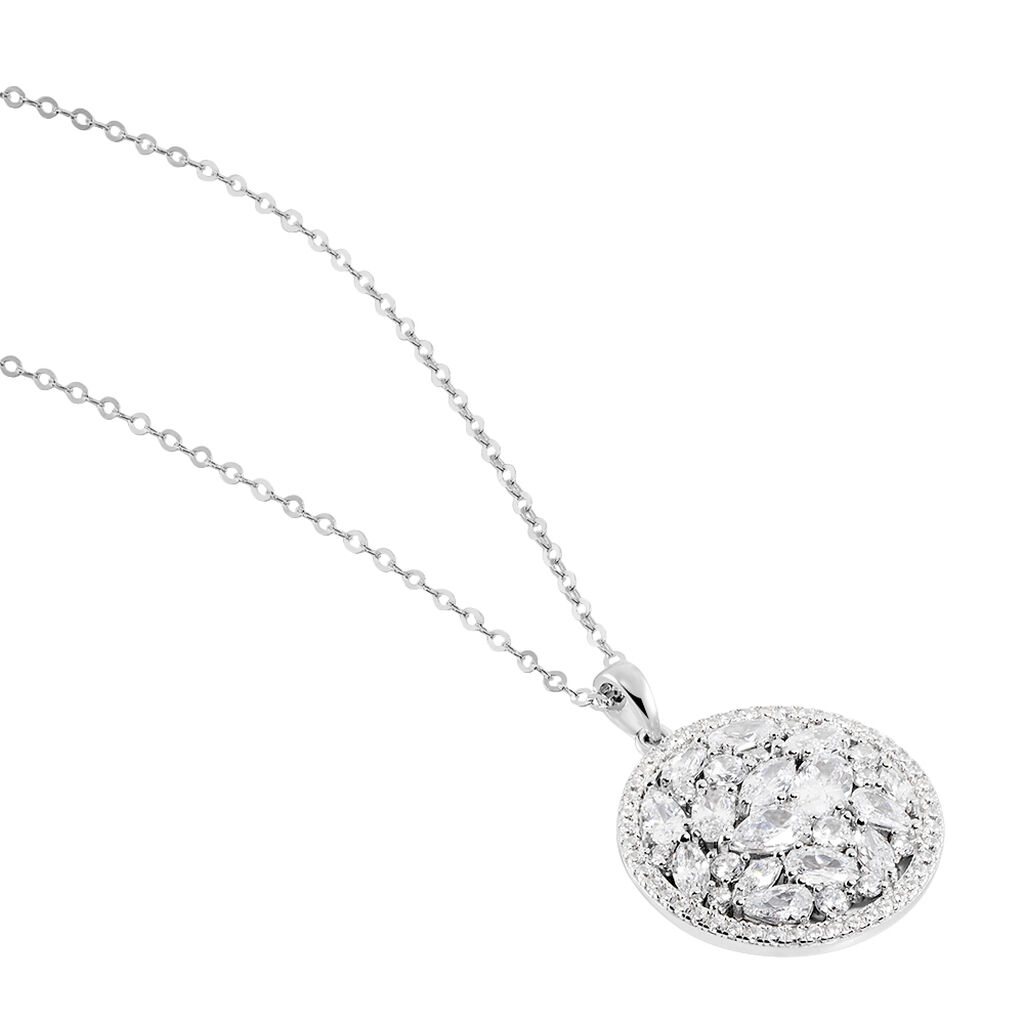 JELICA Damen Collier Silber 925 Zirkonia Wei&szlig; 6,98 ct Oval B 47 mm