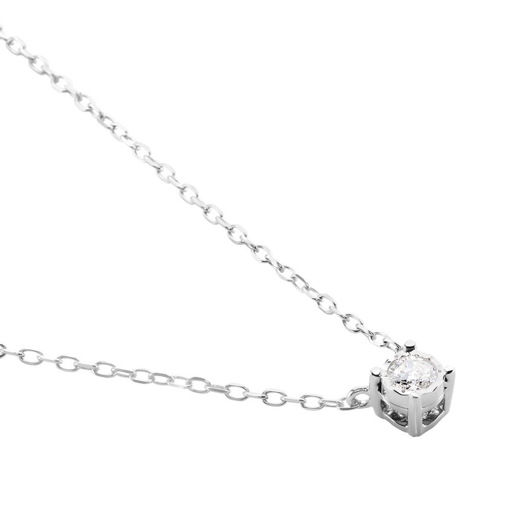 Damen Collier Weißgold 375 Diamant 0,08ct Illusion Pastille - Halsketten Damen | OROVIVO