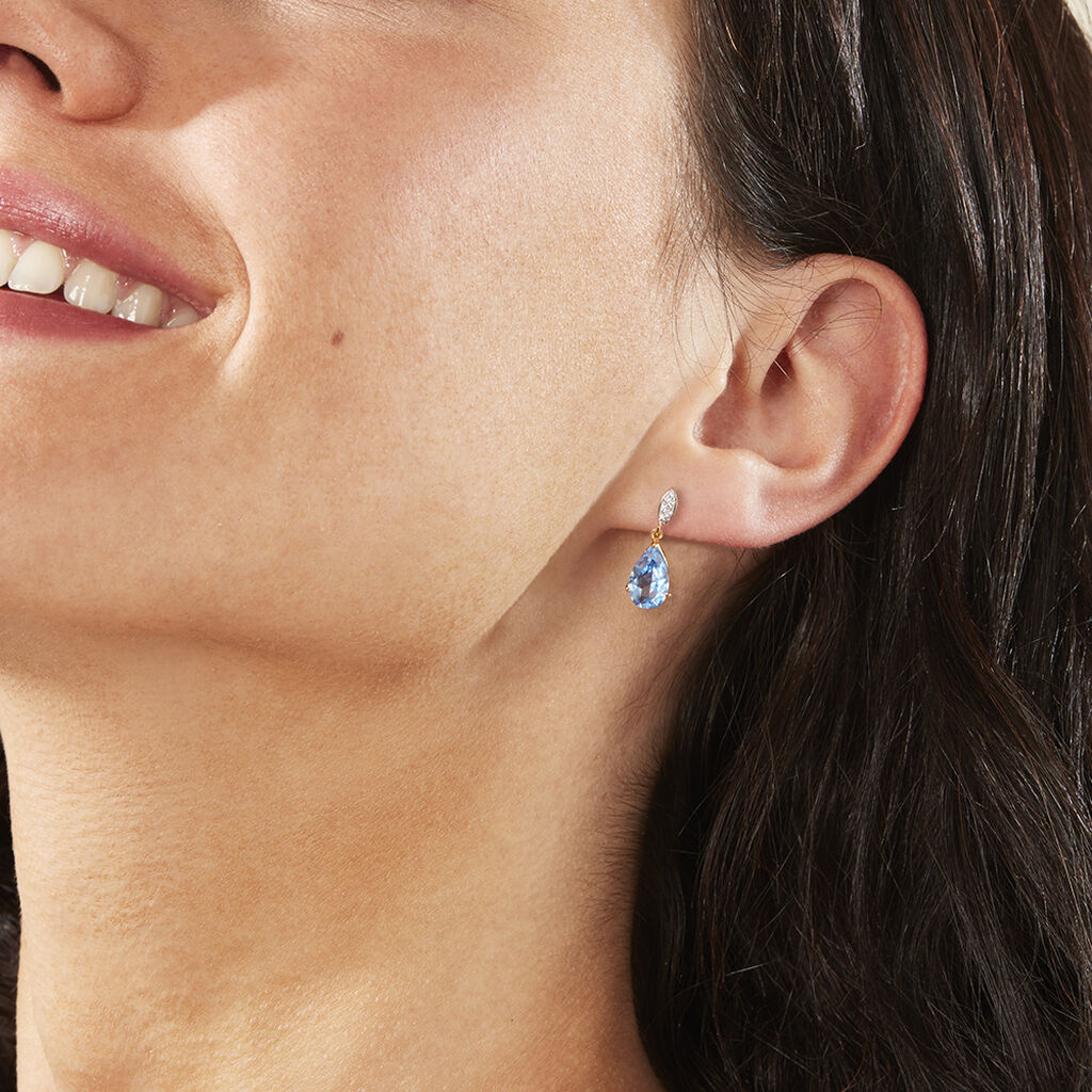 Damen Ohrringe Lang Silber vergoldet 925 Andere Steine Blau Evitta  - Ohrhänger Damen | OROVIVO