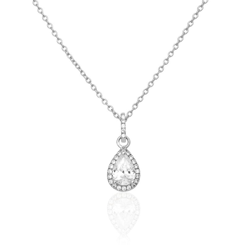 MOLANA Damen Collier Silber Silber 925 Zirkonia Wei&szlig; 9,52 ct Tropfen - Halsketten Damen | OROVIVO