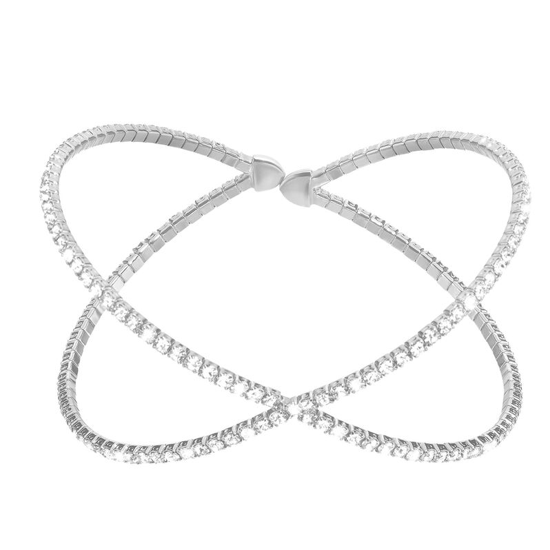 Bracciale bangle big in metallo rodiato e cristalli - Spannringe Damen | OROVIVO