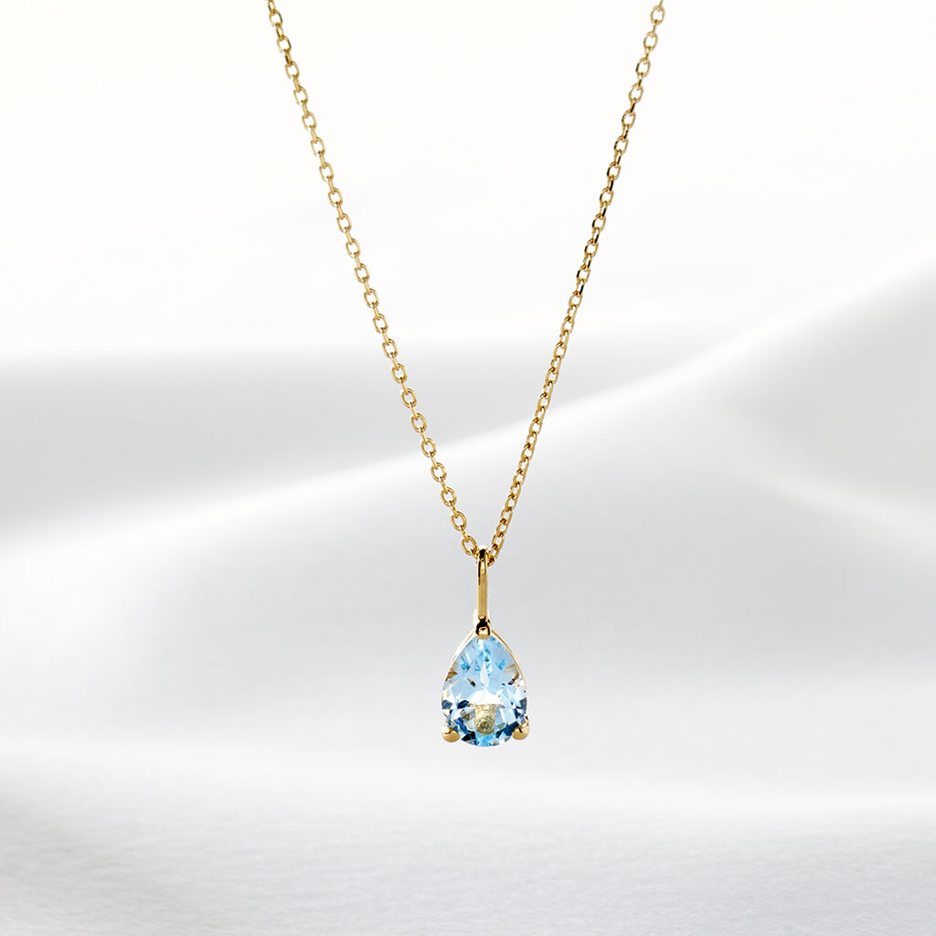 Damen Collier Gold 375 Topas Blau 0,76ct Tropfen Goutte - Halsketten Damen | OROVIVO