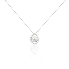 Damen Halskette Weißgold 375 Zuchtperle Diamanten - Ketten mit Anhänger Damen | OROVIVO