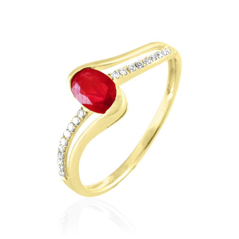 Bague Anja Or Jaune Rubis Et Diamant - Spannringe Damen | OROVIVO