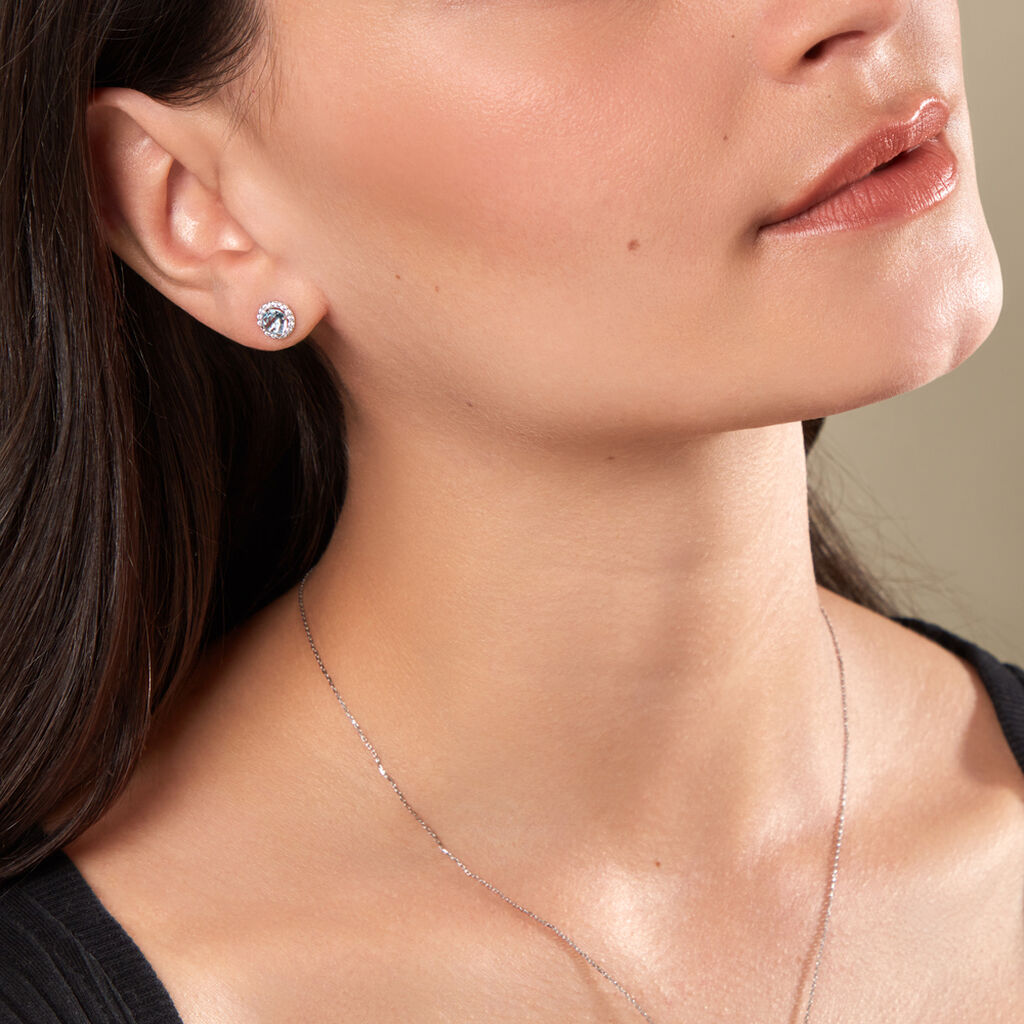 EGA Damen Ohrstecker Wei&szlig;gold 375 (9 Karat) Topas Blau 1,2 ct Kreis