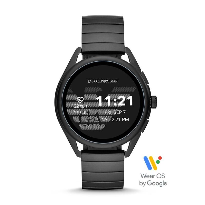 Smartwatch Emporio Armani Connected con cinturino in acciaio nero e cassa in alluminio nera - Spannringe Herren | OROVIVO