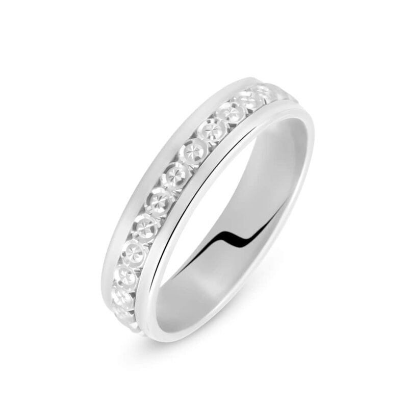 Fede Classica Diamantata 4.5 mm Oro Bianco - Spannringe Damen | OROVIVO