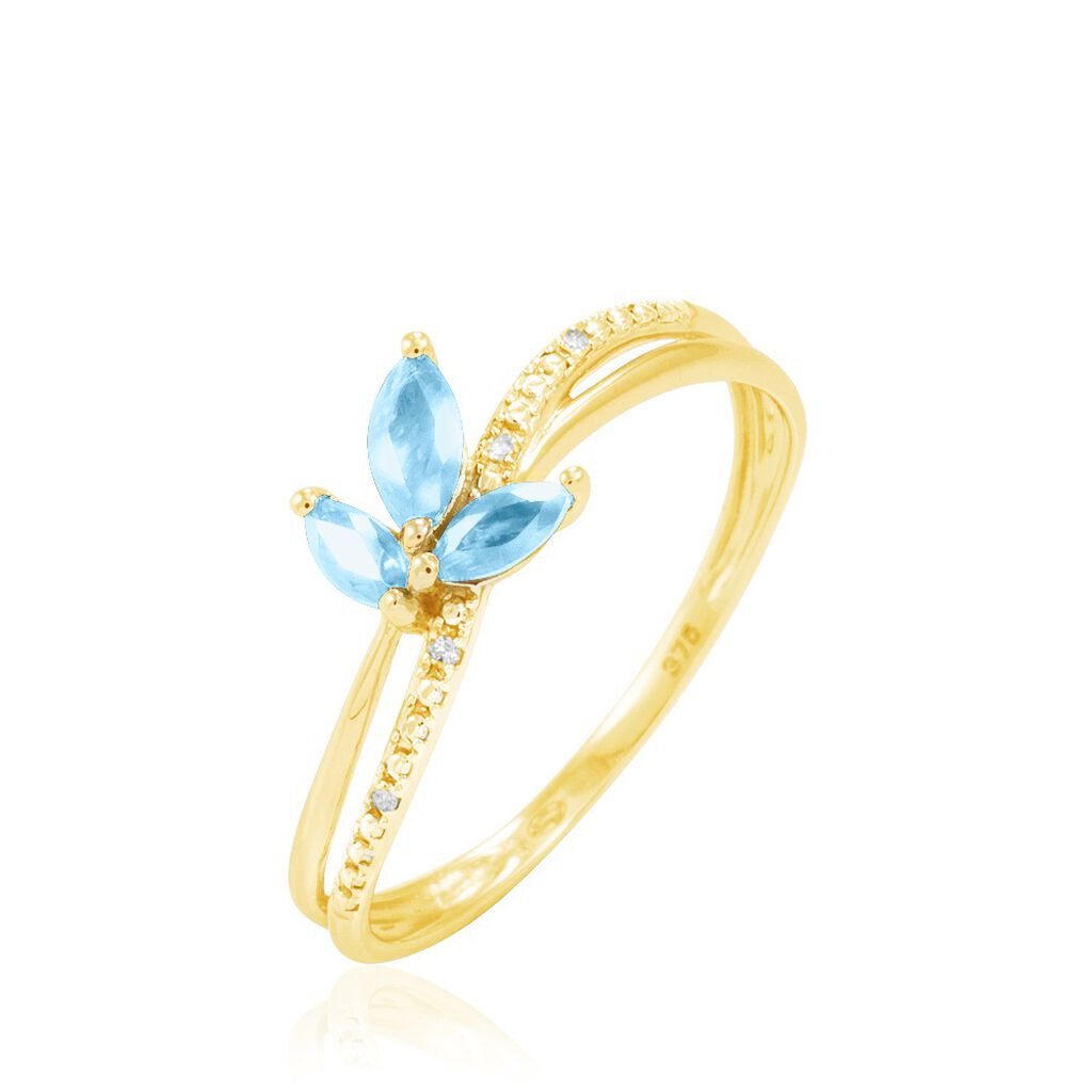 Bague Angie Or Jaune Topaze Et Diamant - Spannringe Damen | OROVIVO