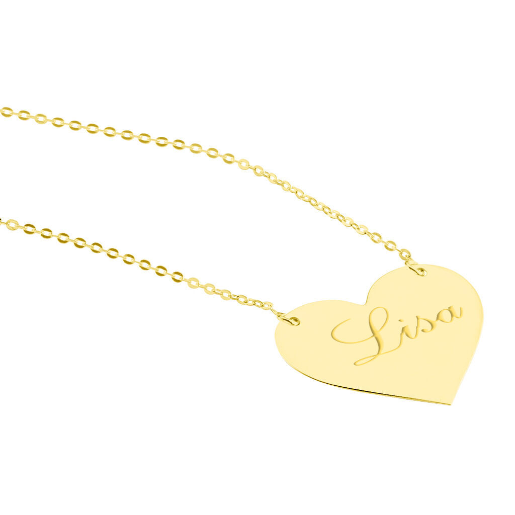 Valeria Gravur Damen Collier Gold 375 (9 Karat) Herz B 0,2 mm