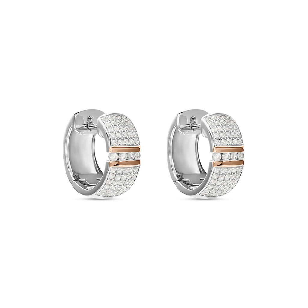 KAPINA Damen Creolen Silber Bicolor 925 Zirkonia Wei&szlig; 0,14 ct