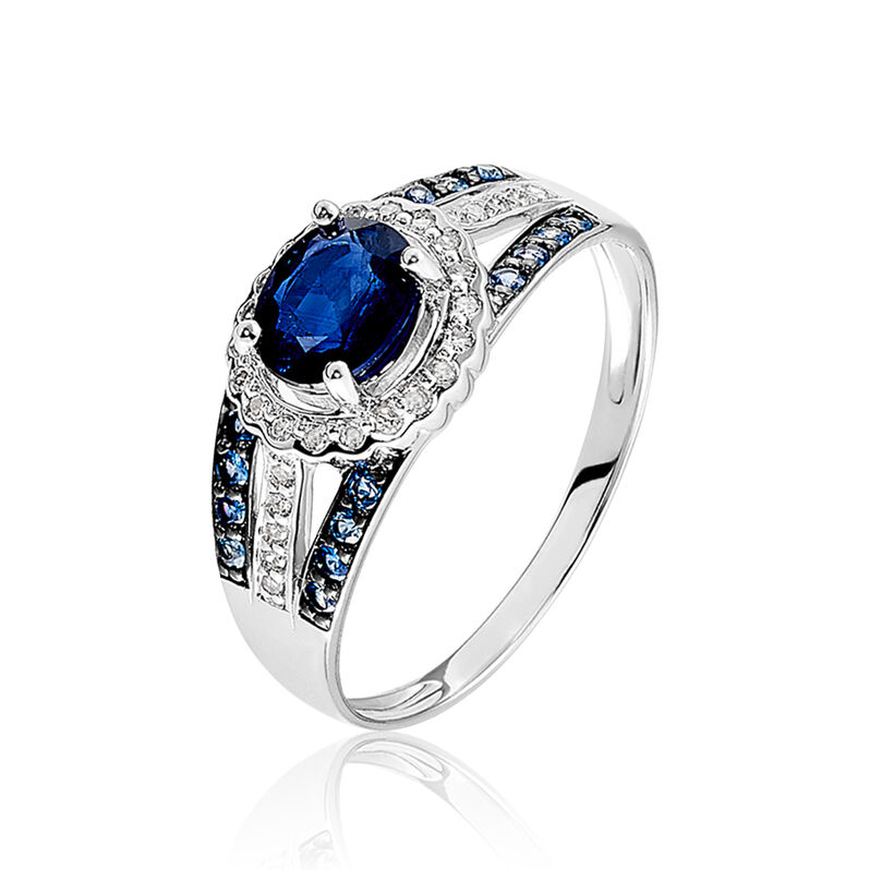 Anello Charlotte Oro Bianco Zaffiro Diamante - Spannringe Damen | OROVIVO