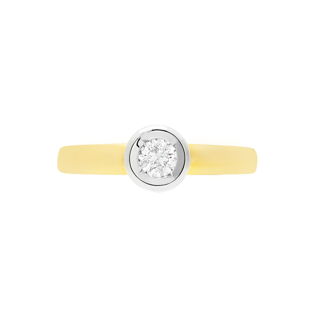 Solitärring Gold 585 Bicolor Diamant 0,2ct - Verlobungsringe Damen | OROVIVO