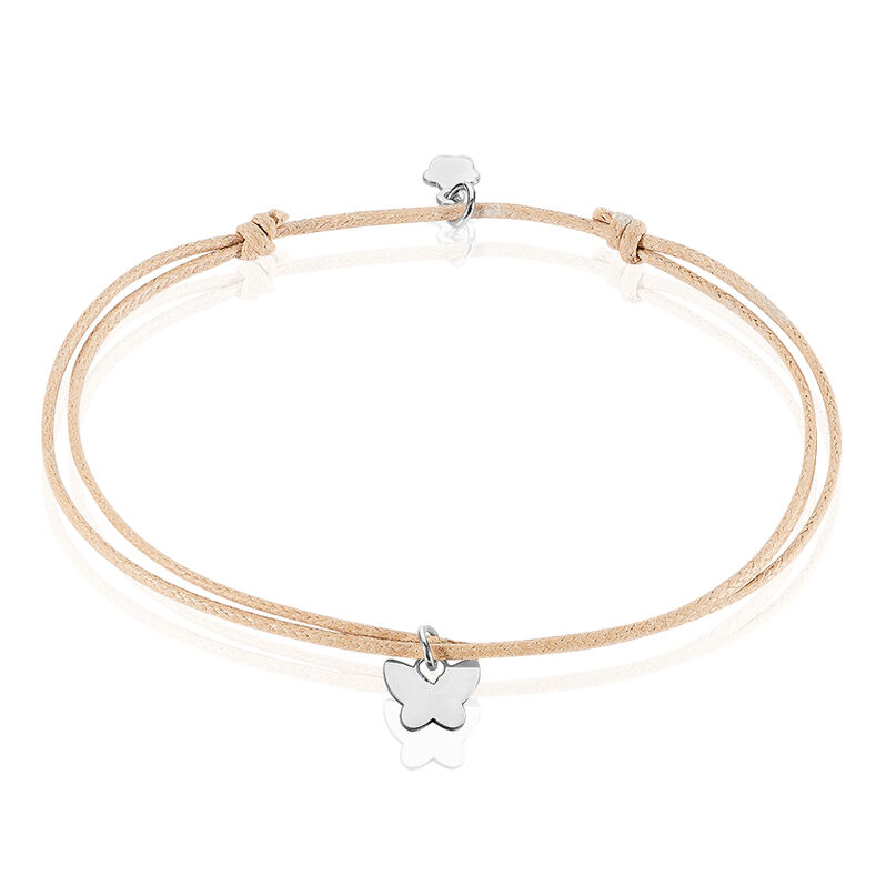 Bracelet Argent Papillon Cordon Marron - Spannringe Damen | OROVIVO