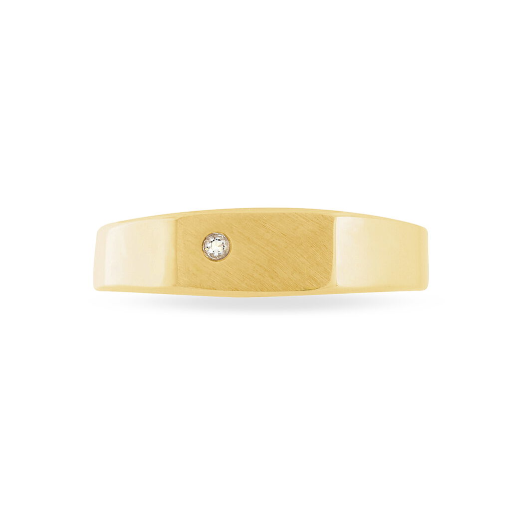 RECTANGLE 02 Herren Siegelring Gold 375 (9 Karat) Zirkonia Weiß 0,01 ct - Verlobungsringe Herren | OROVIVO