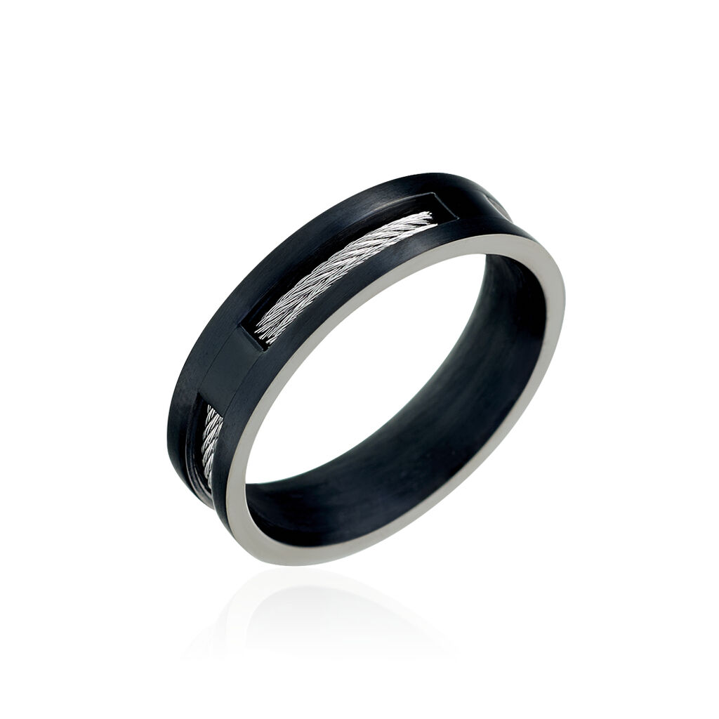 Bague Cosme Acier Pvd Noir Cable Weiss - Spannringe Herren | OROVIVO