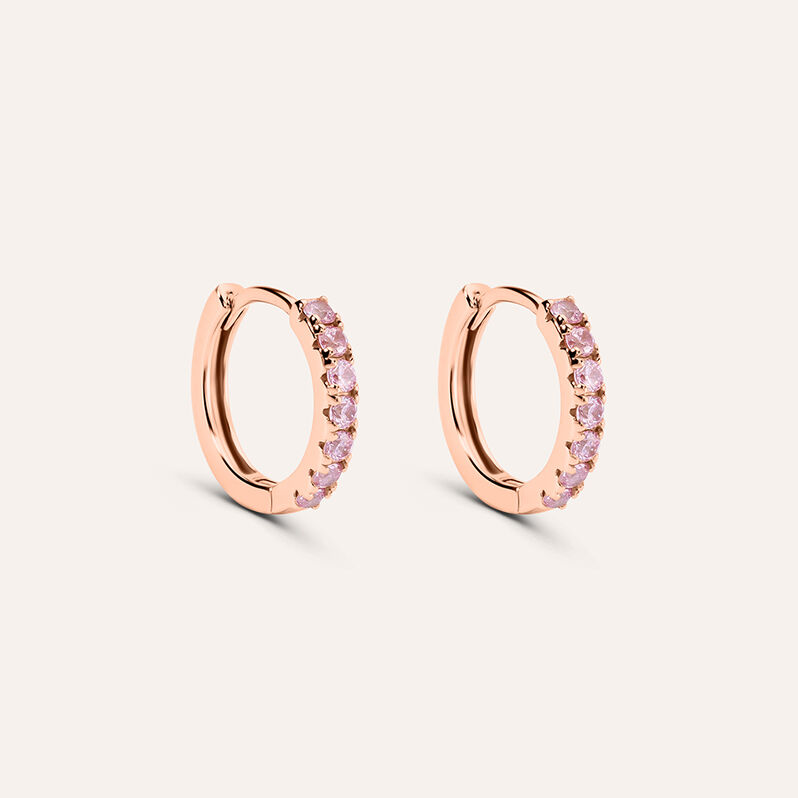 Orecchini A Cerchio Silver Rainbow Argento Rosa Cubic Zirconia - Spannringe Damen | OROVIVO