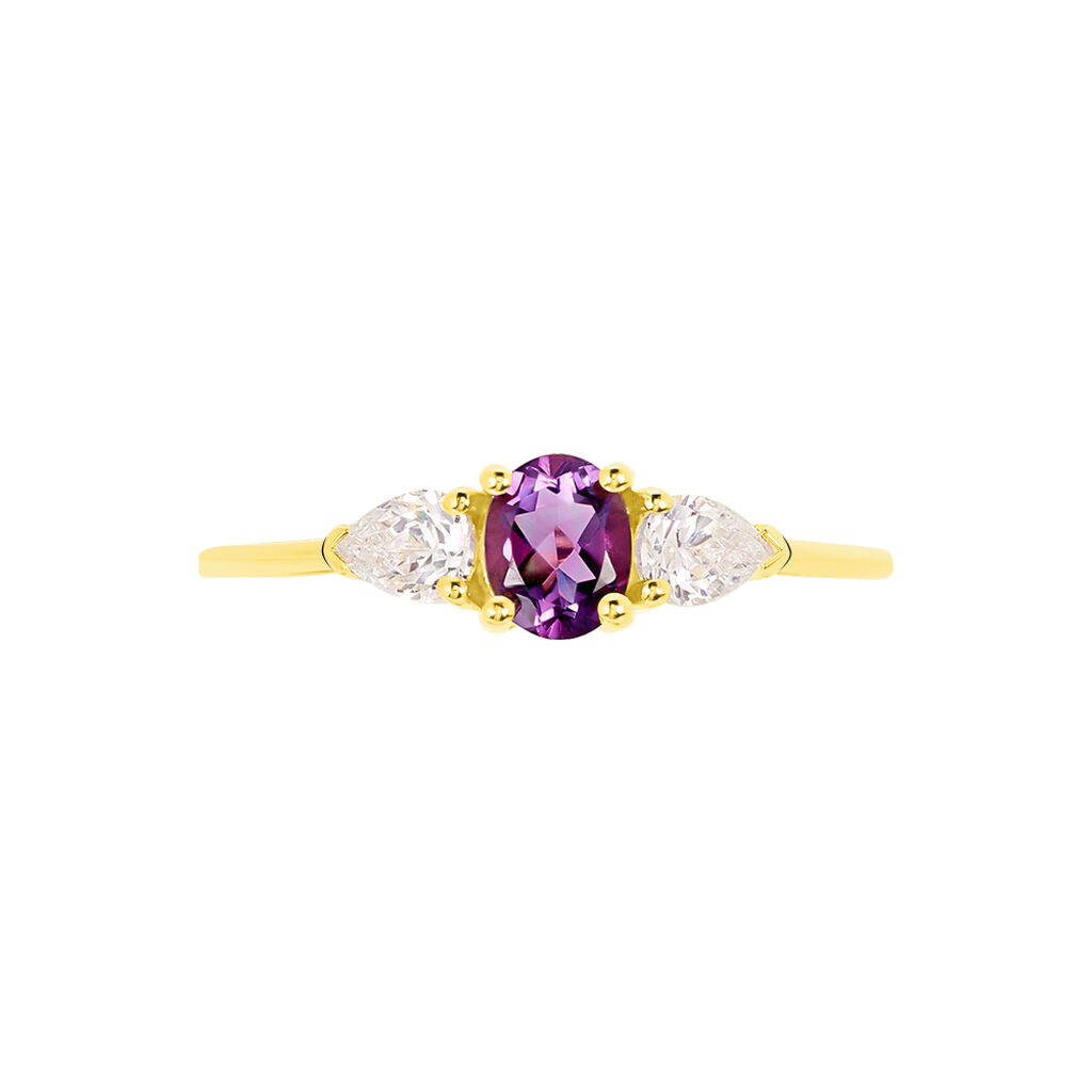 Bague Or Jaune Rekia Amethyste Et Oxydes - Spannringe Damen | OROVIVO