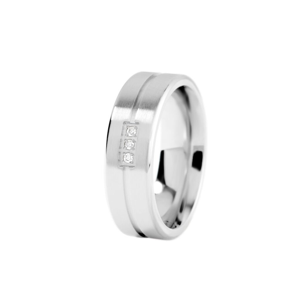 BOND Damen Ring Edelstahl Diamant Wei&szlig; 0,02 ct B 6 mm