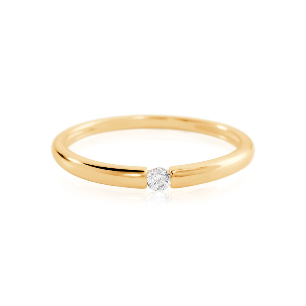 TRANG Damen Ring Gold 375 (9 Karat) Zirkonia Wei&szlig; 0,02 ct