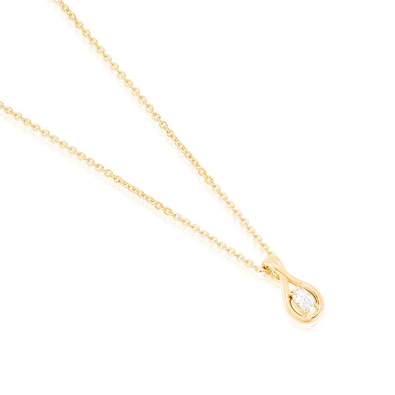 REMI Damen Collier Vergoldet Zirkonia Wei&szlig; Tropfen - Halsketten Damen | OROVIVO