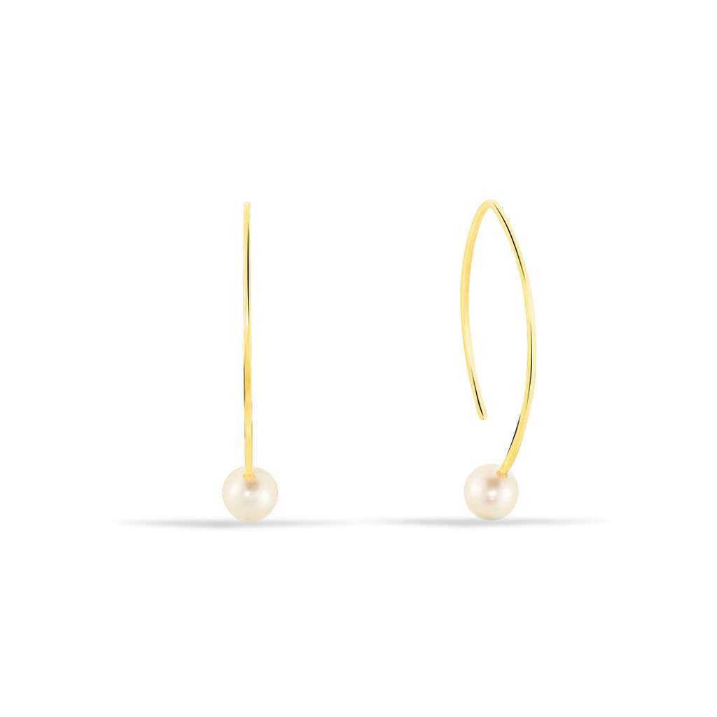 HESSA Damen Ohrringe Lang Gold 375 (9 Karat) Zuchtperle Perlmutt