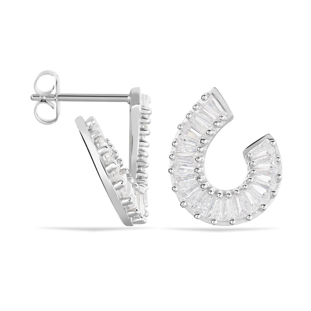DROP Damen Ohrstecker Silber 925 Zirkonia Wei&szlig; 2,97 ct