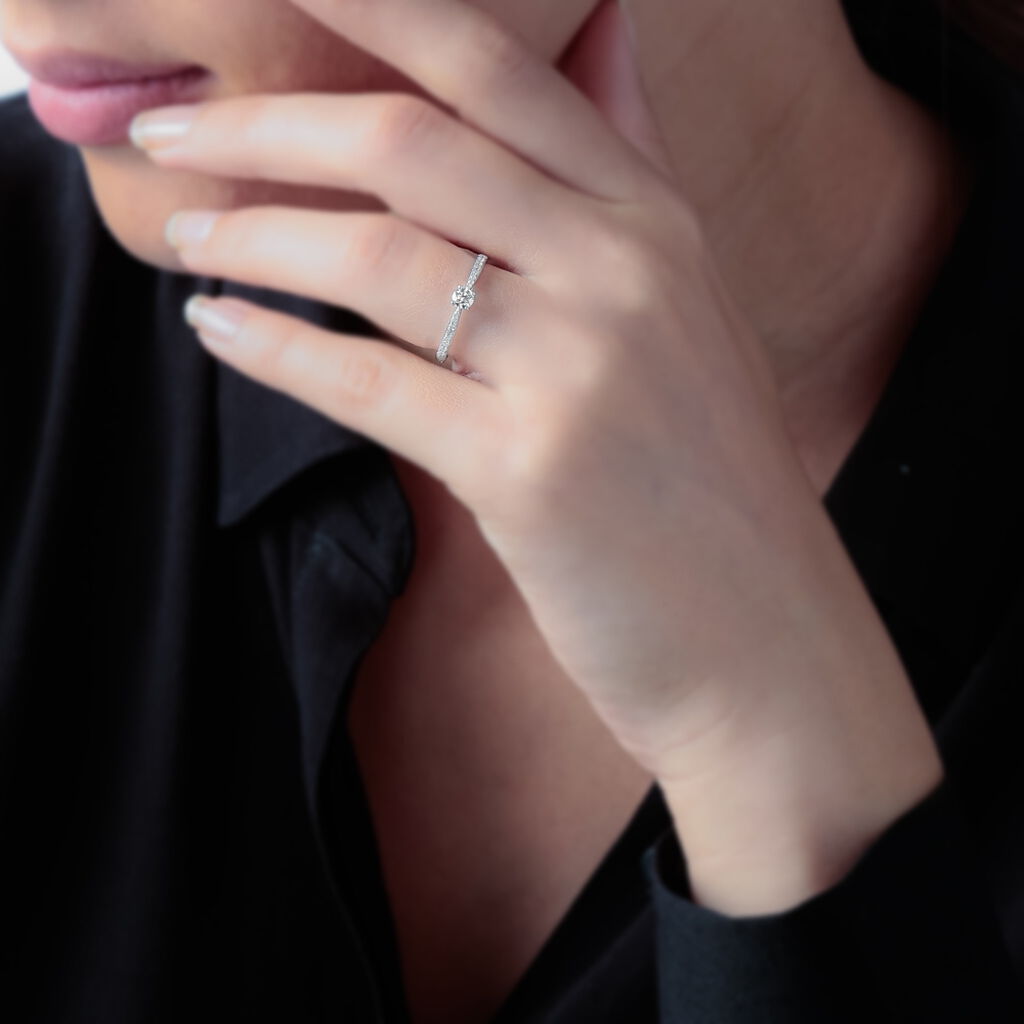 Bague Solitaire Hemera Or Blanc Diamant - Spannringe Damen | OROVIVO