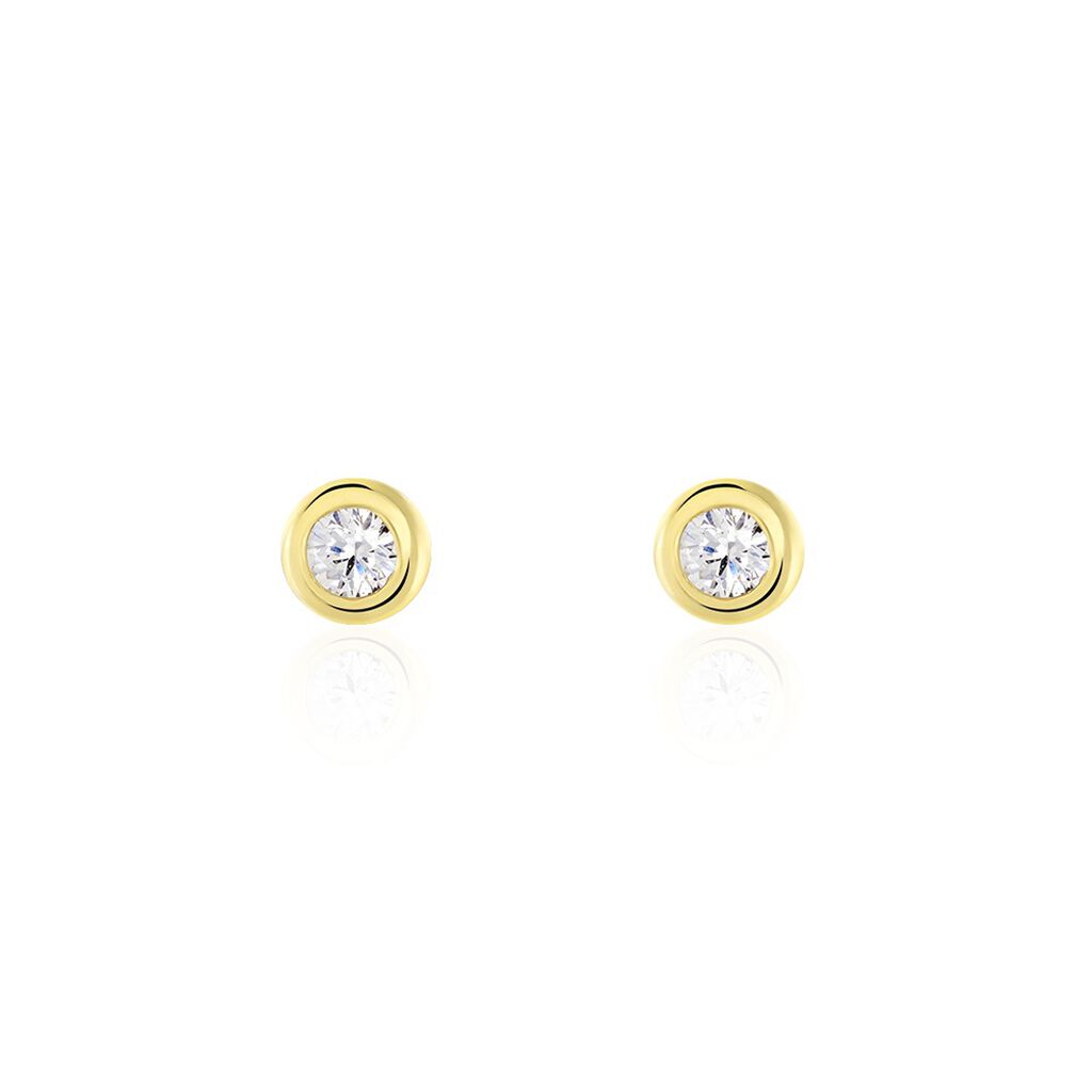 TALIA 2 ZARGE Damen Ohrstecker Gold 375 (9 Karat) Zirkonia Weiß 0,38 ct Kreis, Ohrstecker mit Stein