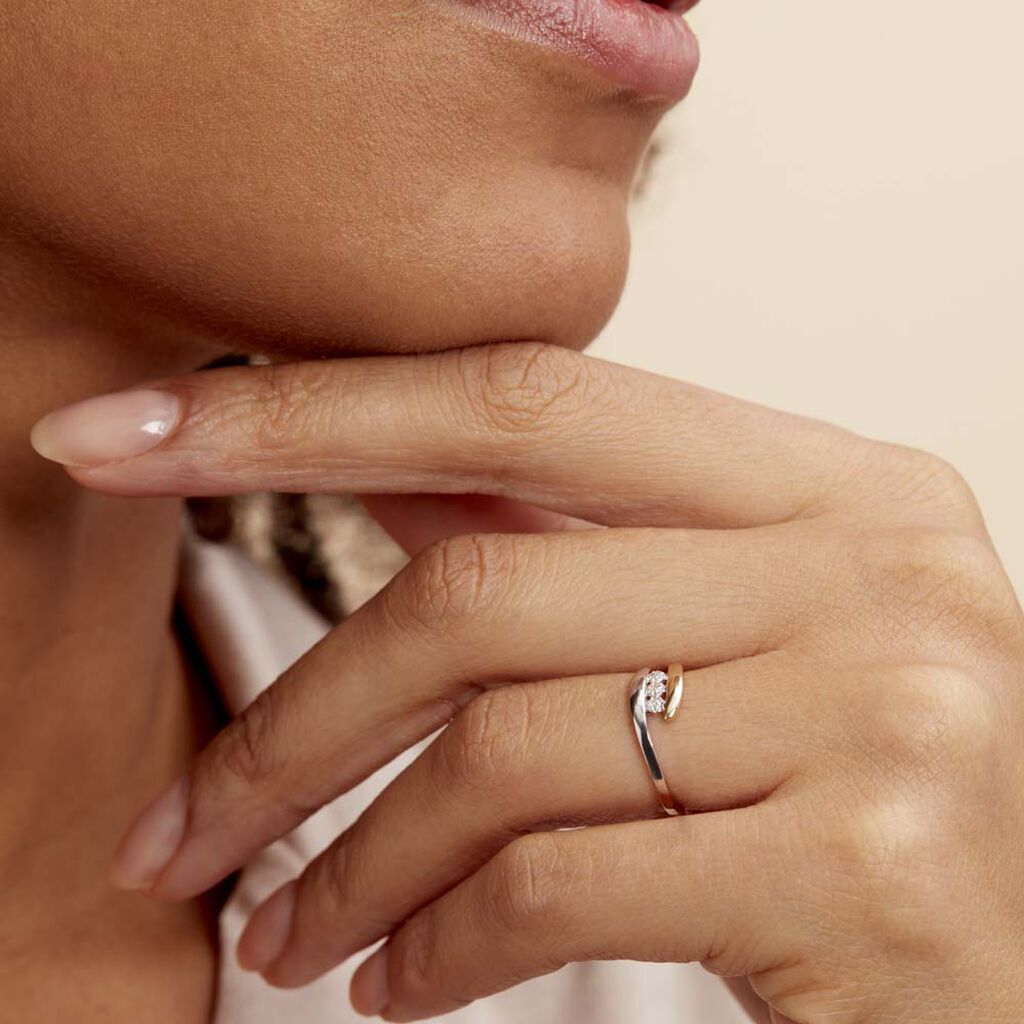 Damen Ring Gold Bicolor 375 Diamant 0,03ct Delphine  - Ringe mit Stein Damen | OROVIVO