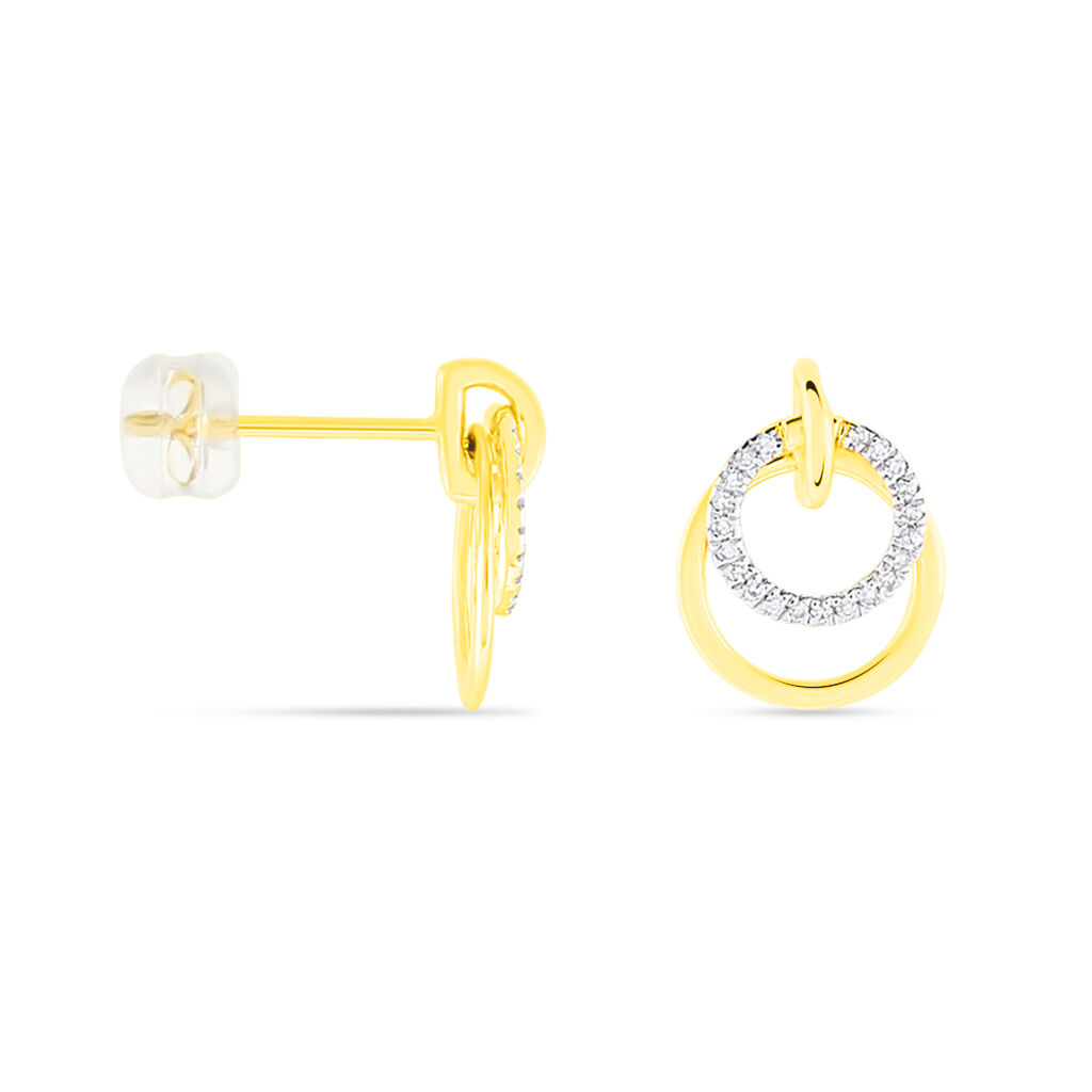 Boucles D'oreilles Puces Megan Or Jaune Diamant - Spannringe Damen | OROVIVO