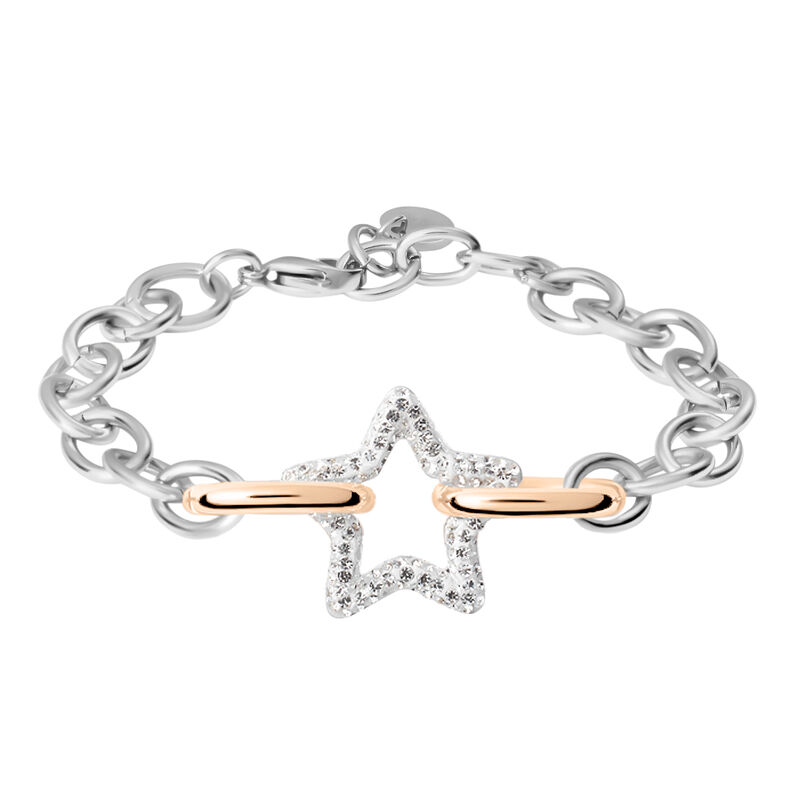 Bracciale Aura Acciaio Bicolore Bianco / Rosa Cristallo - Spannringe Damen | OROVIVO