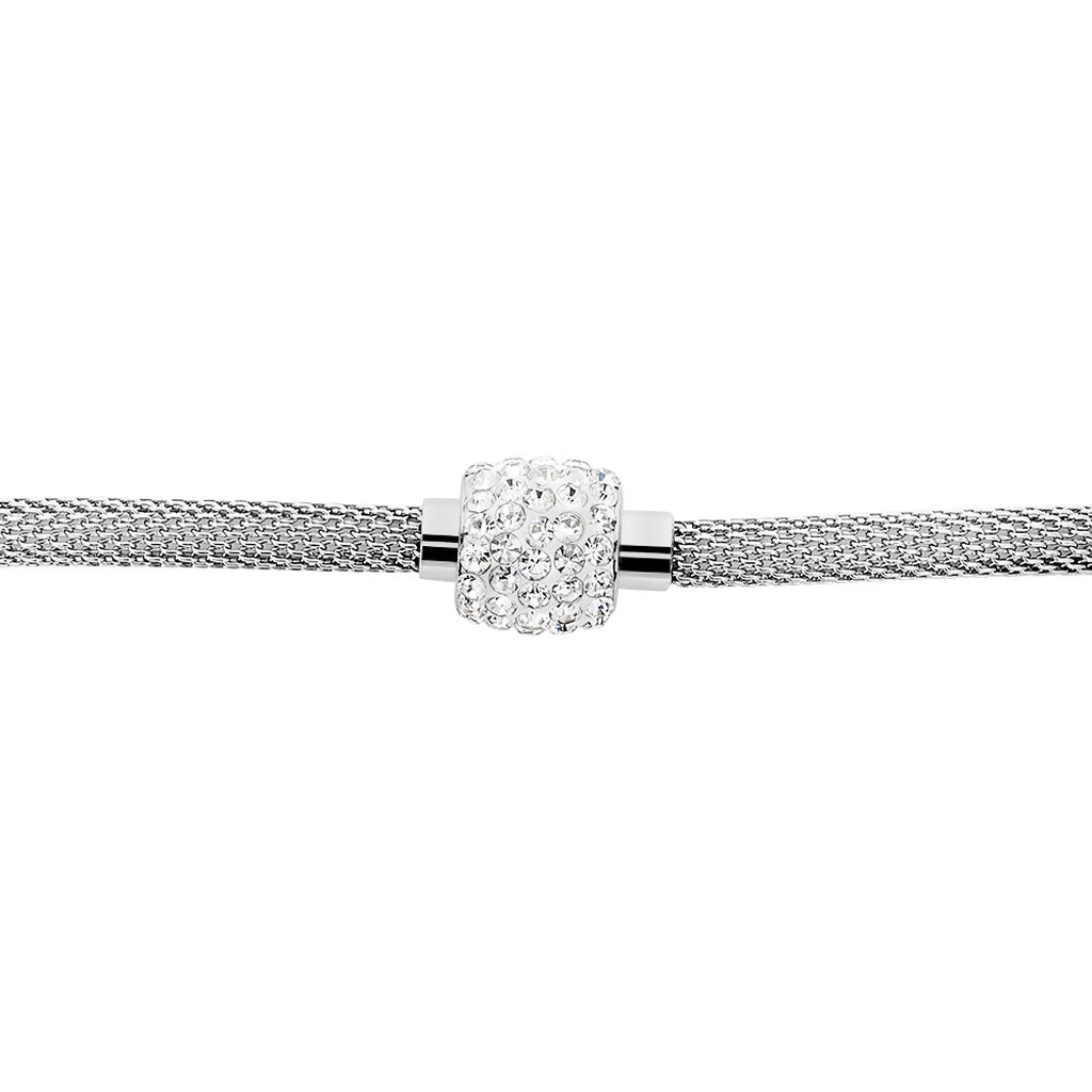 WELINA Damen Armband Edelstahl Strass Wei&szlig;