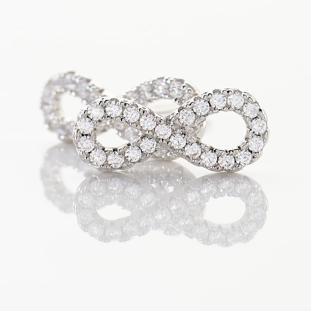 CLELIA INFINITY Damen Ohrstecker Silber 925 Zirkonia Wei&szlig; Unendlichkeit