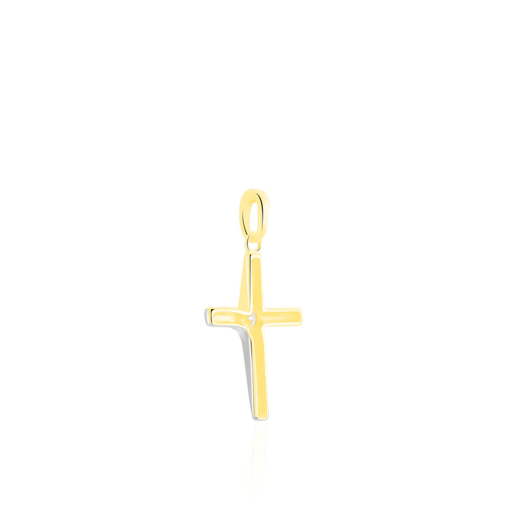 Kreuz Anhänger Gold 375 Bicolor Zirkonia - Schmuckanhänger Familie | OROVIVO