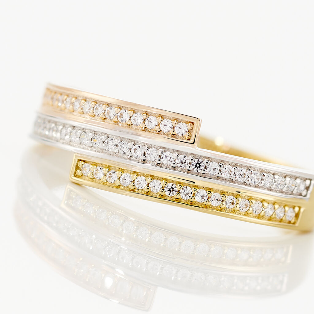 Bague Or Tricolore Rama3 Rangs Semi - Spannringe Damen | OROVIVO