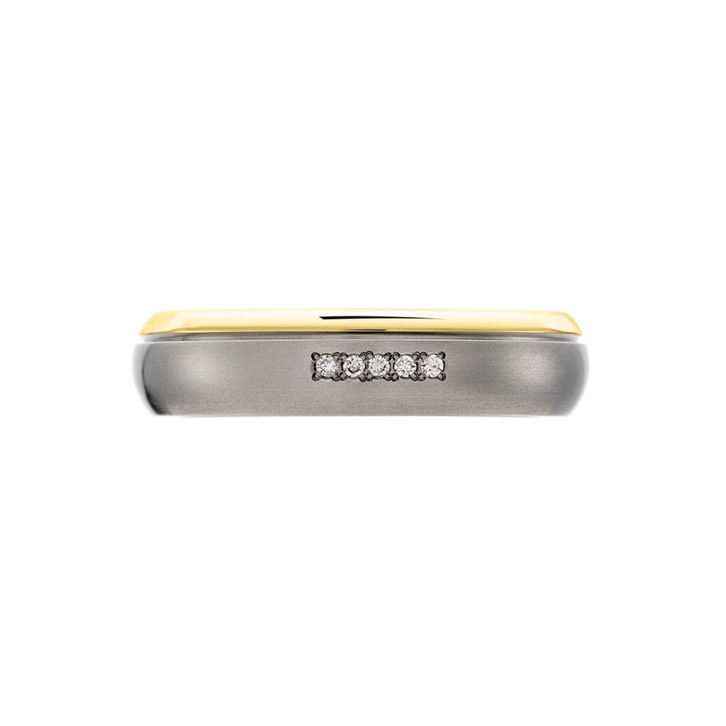  Ring Titan Bicolor Gelb/Silber Diamant 0,03ct 5,00mm  - Ringe mit Stein  | OROVIVO