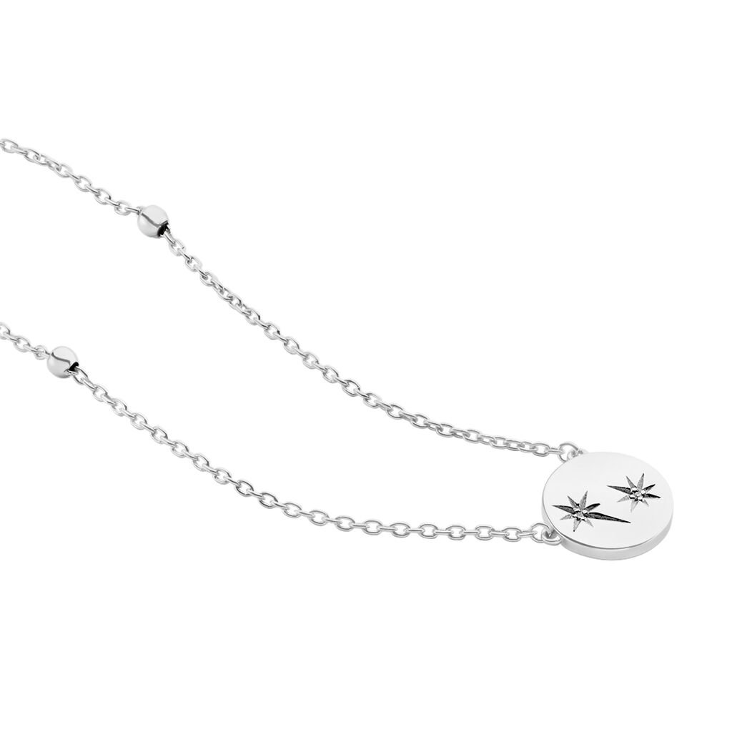 VIKTORIA Damen Collier Silber 925 Diamant Wei&szlig; 0,01 ct Oval B 1,31 mm