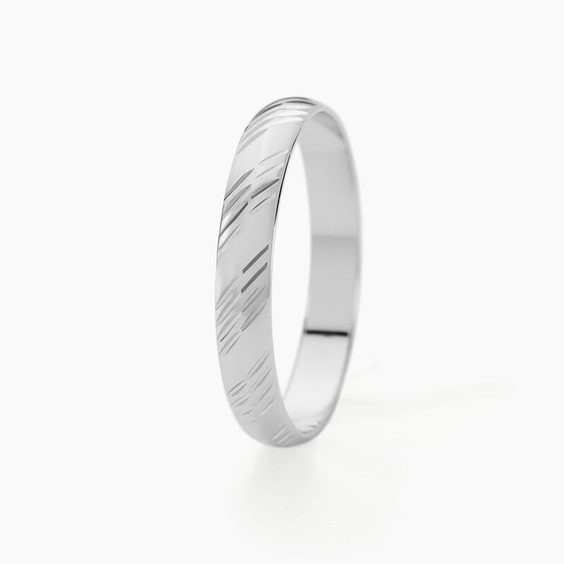 Alliance Hercule Striee Demi Jonc Classique Or Blanc - Spannringe Familie | OROVIVO