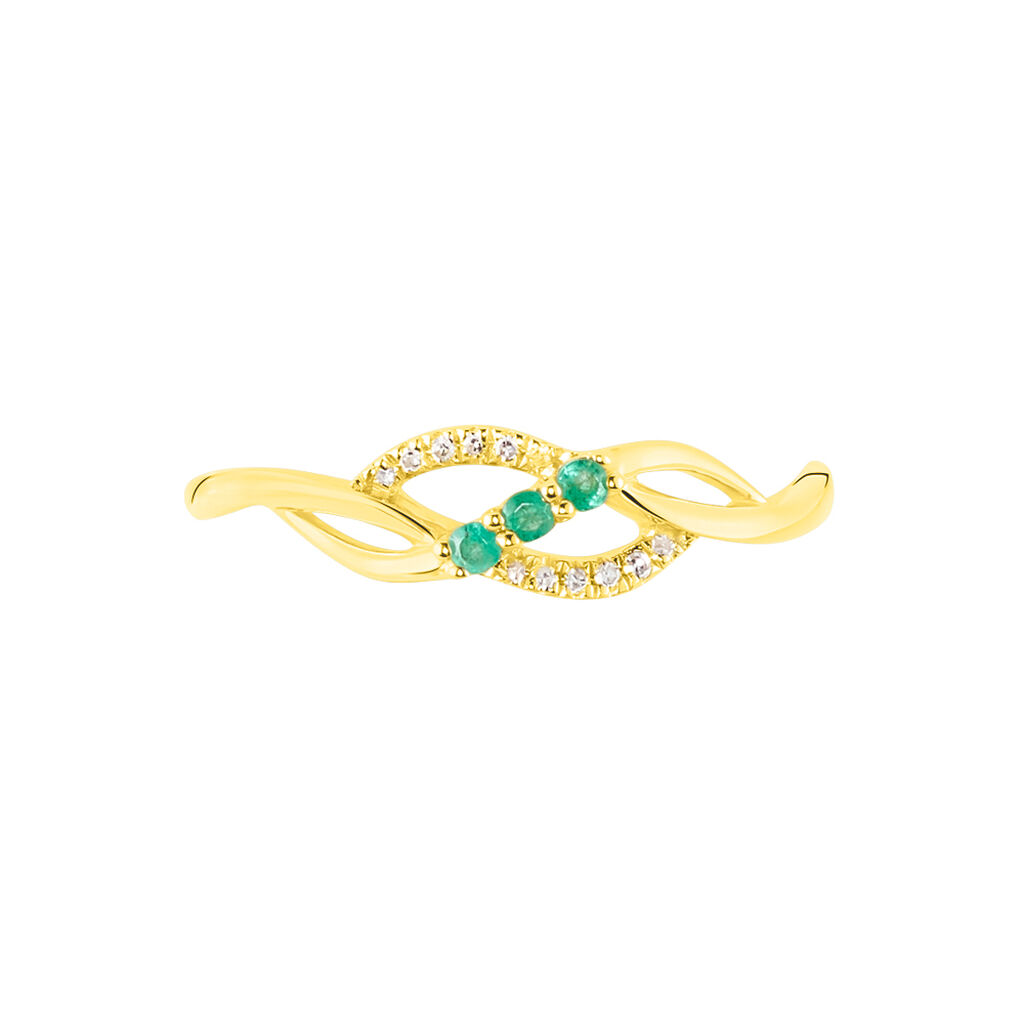 Bague Rosalyne Or Jaune Emeraude Et Diamant - Spannringe Damen | OROVIVO