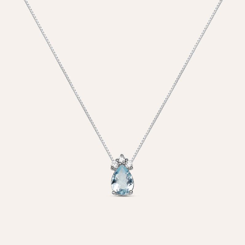 Collana Acquamarina Oro Bianco Acquamarina Diamante - Spannringe Damen | OROVIVO