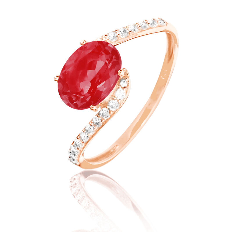 Bague Loriane Or Rose Rubis Et Diamant - Spannringe Damen | OROVIVO