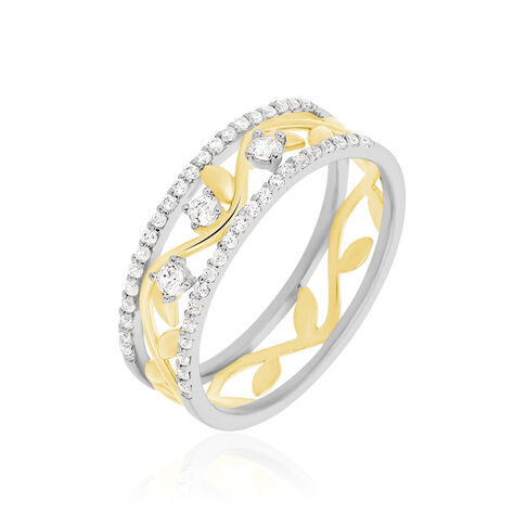 Damenring Silber 925 Bicolor Vergoldet Zirkonia  - Ringe mit Stein Damen | OROVIVO