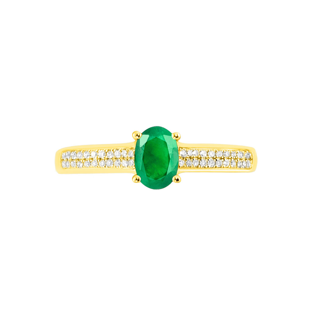 Bague Crista Or Jaune Emeraude Et Diamant - Spannringe Damen | OROVIVO