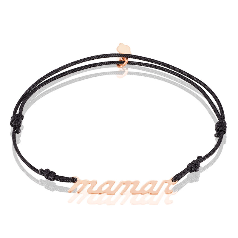 Bracelet Kaili Argent Rose Cordon Noir - Spannringe Damen | OROVIVO
